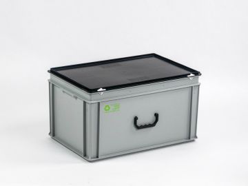 Mallette de transport plastique 600x400x340 mm 60L GRIS-NOIR