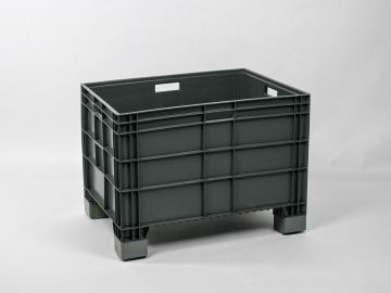 Euronorm grootvolume bak 800x600x580 mm 184 l. op 4 verhoogde poten, donkergrijs