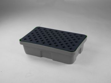 Spill tray 30 liter, 635x410x165 mm with plastic grid