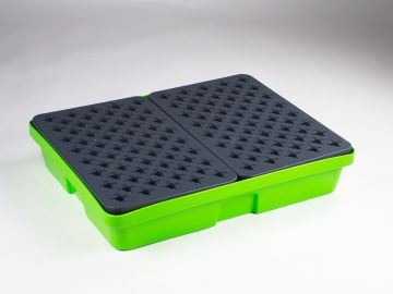 Spill tray 60 l. 810x640x150 mm with plastic grid, green