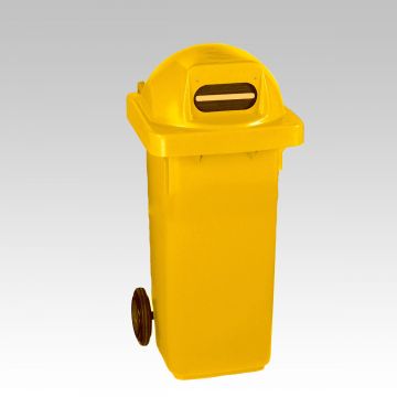 2-wiel container, 500x580x1080 mm120 l. boldeksel met sleuf, geel