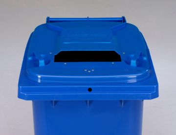 Afvalcontainer 120L, blauw met 3-kantslot en papiersleuf