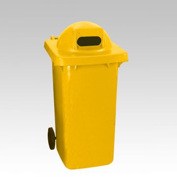 2-wiel container, 600x740x1210 mm 240 l. boldeksel ovaal gat, geel