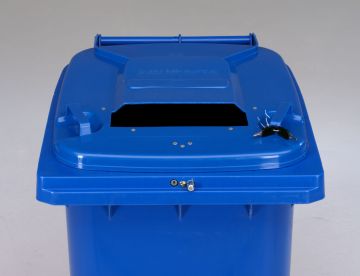 Afvalcontainer 240L, blauw met automatic slot en papiersleuf