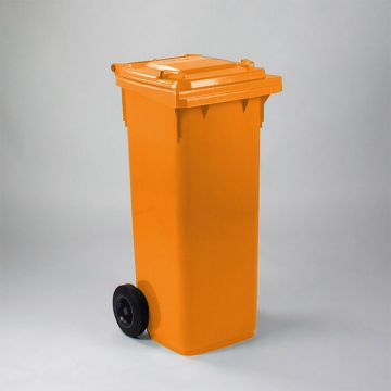 140 liter container, oranje met deksel