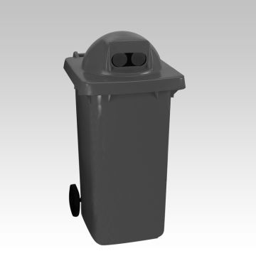 Poubelle tri sélectif extérieure 240 litres GRIS ouvertures rondes
