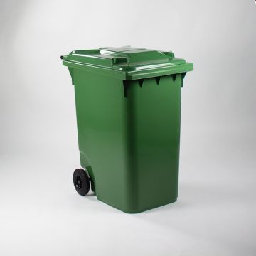 Afvalcontainer 360 liter, groen met deksel