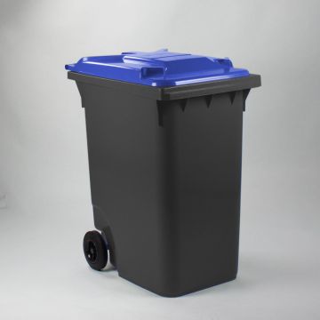360 liter container, grijs met blauw deksel