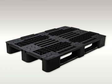 ESD kunststof pallet 1200x800x145 mm op 3 sleden met open bovendek