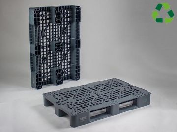 Medium duty pallet, 1200x800x150 mm on 2 skids open deck PP recycle