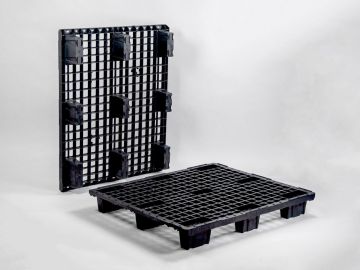 Kunststof pallet 1200x1000x153 mm, op 9 poten, perfo dek, zwart 