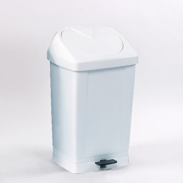 Kunststof afvalbak met voetpedaal, 430x370x730 mm, 60 l. wit