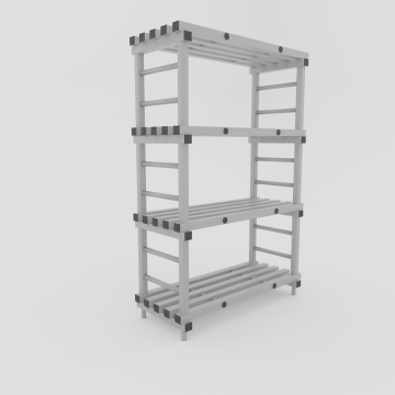 Etagère alimentaire plastique 100x50xH182 cm 4 niveaux, gris