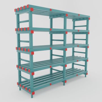 Hygiënisch kunststof opbergrek, 1500x500x1770 mm, met 5 schappen