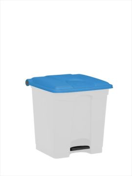 Wastebin with pedal 400x400x430 mm, 30 L, white-blue