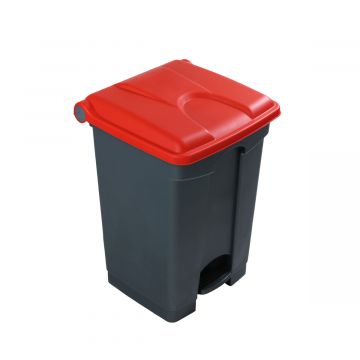Poubelle professionnelle plastique à pédale 45L grise / rouge