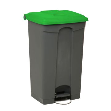 Poubelle cuisine professionnelle à pedale 90L grise / verte