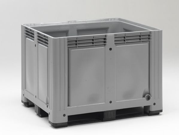 Kunststof palletbox, 1200x1000x870 mm, 760 l. grijs