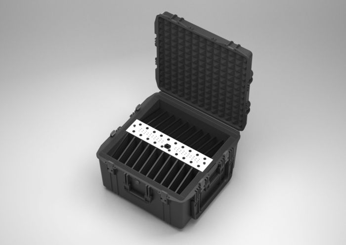 Tablet oplaad- & sync koffer 594x473x270 mm met verdeelvakken voor 10 tablets