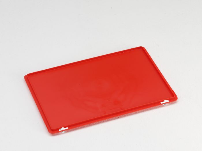 Couvercle bac gerbable 60x40 cm à charnières et clips ROUGE