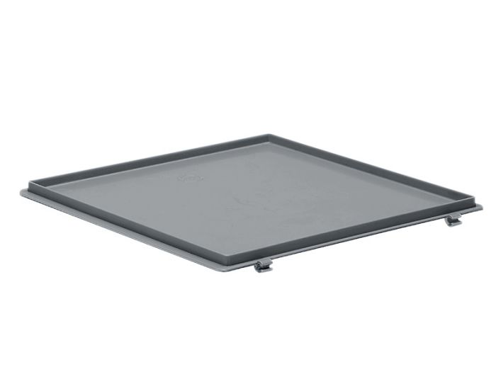 Couvercle bac plastique carré 40x40 cm à accroches avec fermeture clips