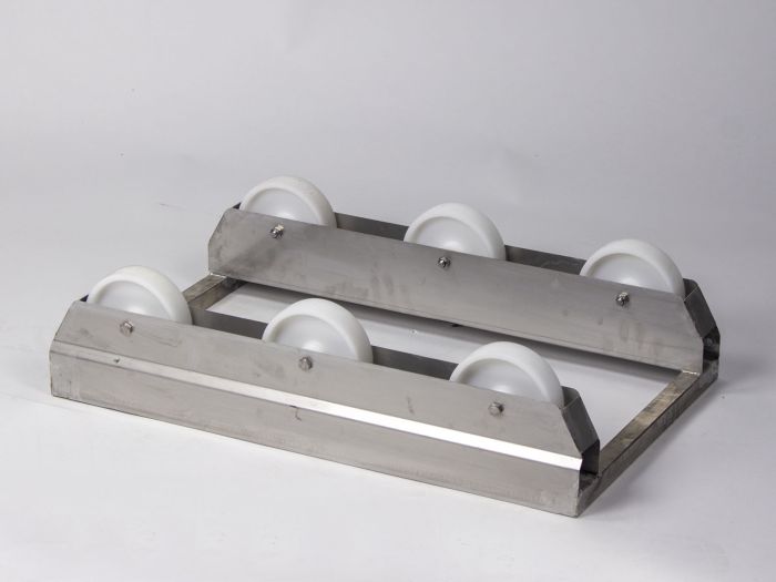 Kantelonderstel,  6 wielen, 655x410x170 mm, RVS