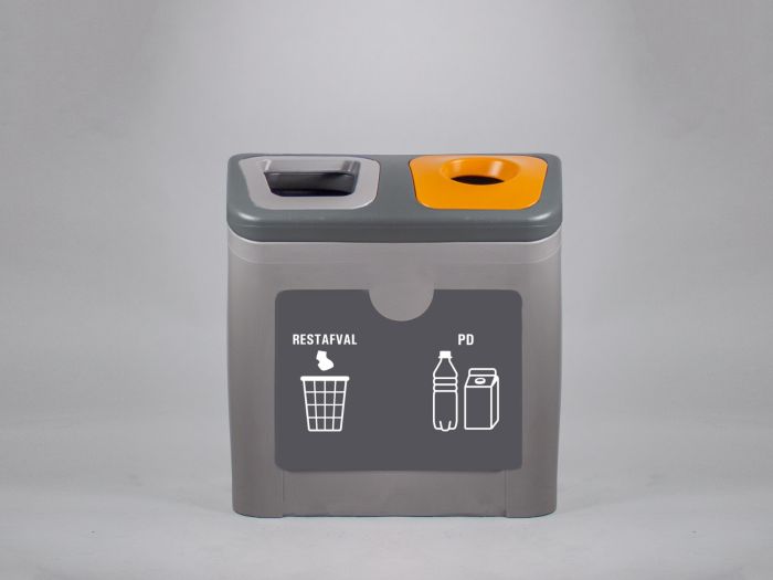 2-fractie afvalscheidingsmeubel Restafval & Plastic flessen - Drinkkartons