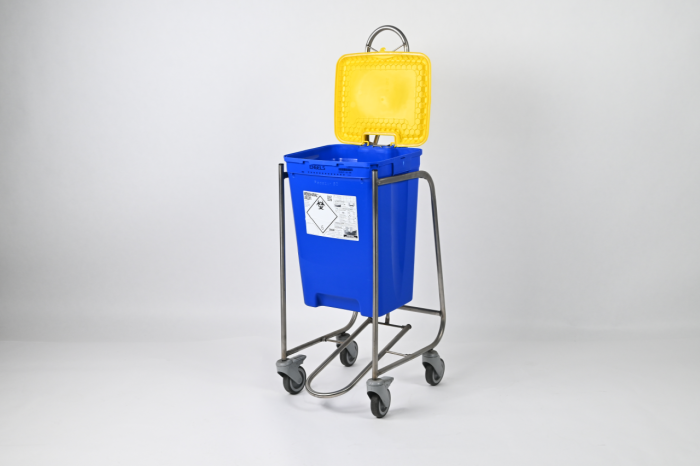 Transportroller tbv ziekenhuisafvalvaten RVS