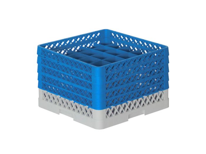 Panier pour lave-vaisselle 500x500x300 mm avec 5 rehausses et 25 compartiments