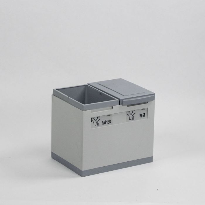 2-fractie afvalmodule 30L grijs, 400x300x350 mm
