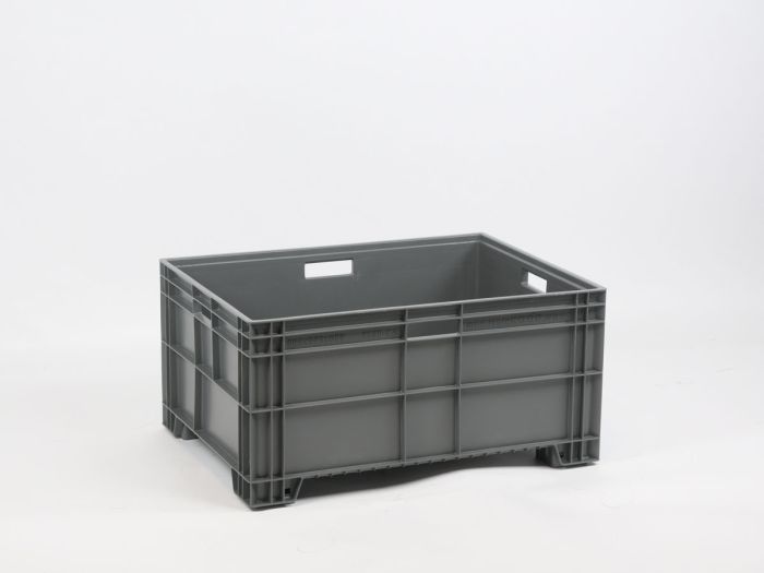 Euronorm groot volume bak 800x600x390 mm 140 liter, op 4 poten, donkergrijs