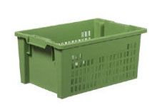 Draaistapelbak, 50 liter, 600x400x270mm, geperforeerd, groen