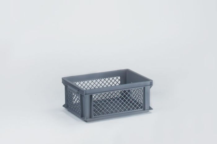 Bac gerbable ajouré alimentaire 400x300x170 mm 16 lt gris