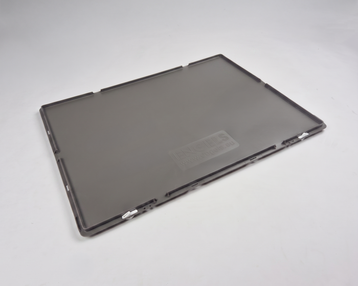 Couvercle bac gerbable 80x60 cm à charnières et clips GRIS