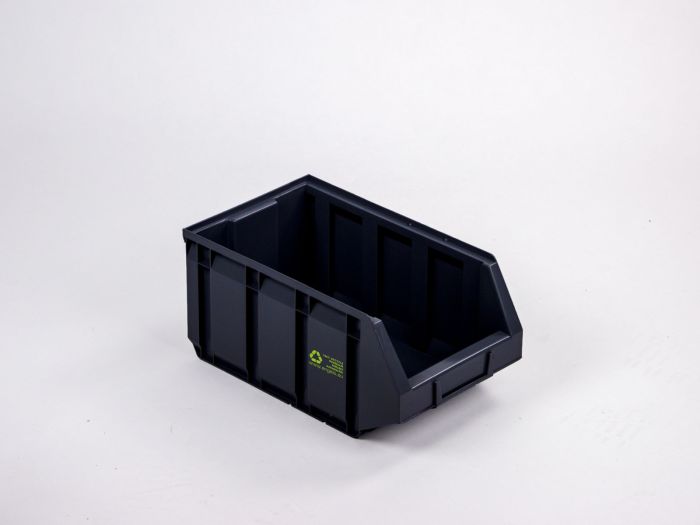 Stapelbare magazijnbak 12 liter, 345/300x205x164mm, PE-R zwart