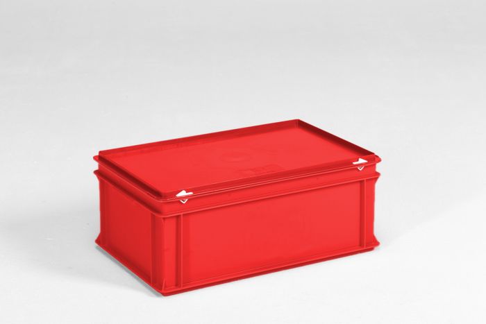 Caisse plastique avec couvercle 600x400x235 mm 40 litres ROUGE