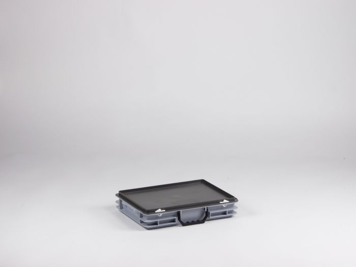 Kunststof koffer 400x300x80 mm met een greep, 6 liter, grijs