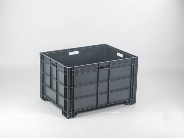 Euronorm grootvolume bak 800x600x500 mm 186 liter, op 4 poten, donkergrijs