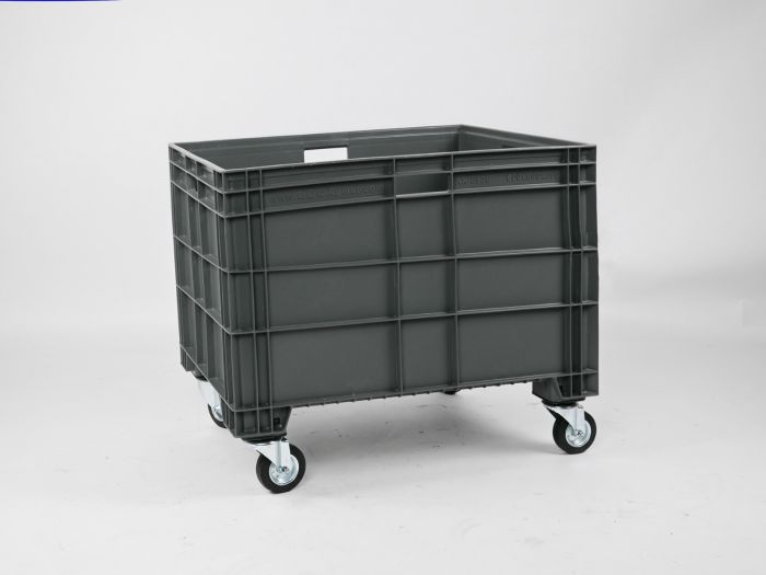 Euronorm grootvolume bak 800x600x630 mm 184 l. op 4 wielen, donkergrijs
