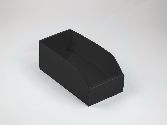 Kanaalplaat magazijnbak 380x180x155/100 mm zwart per doos/25 stuks