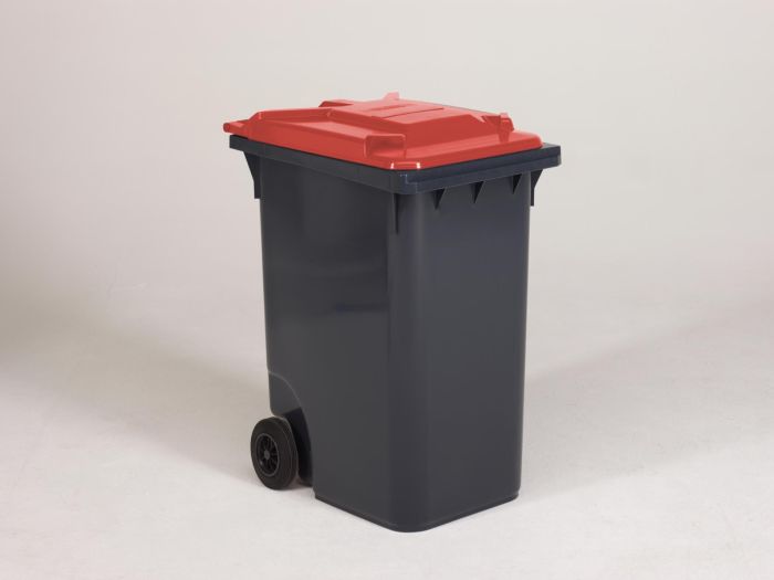 360 liter container, grijs met rood deksel