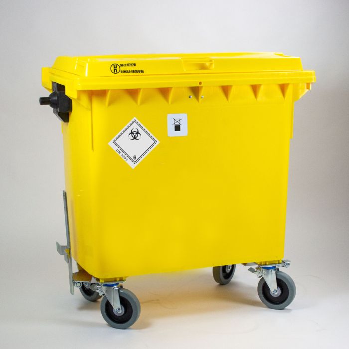 Container 770 liter. UN gekeurd. 1371x 779x 1316 mm, geel