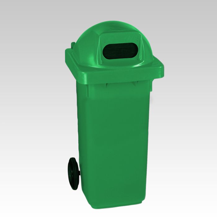 Conteneur à déchets tri sélectif 120 litres vert avec ouverture ovale