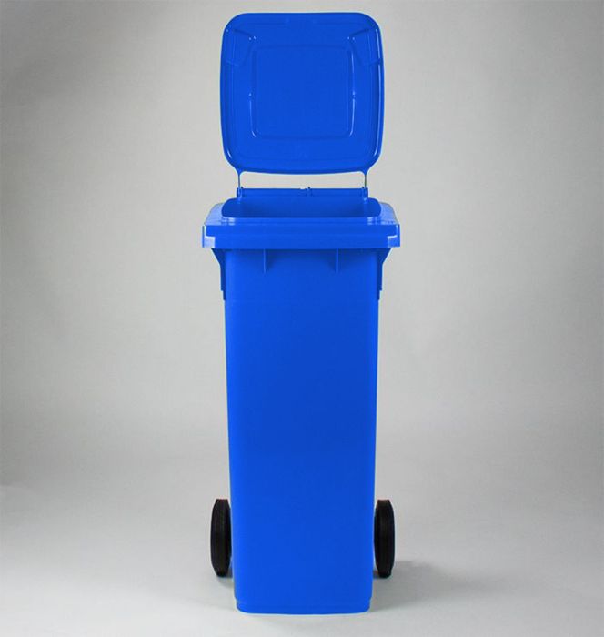 Afvalcontainer 140 liter, groen met deksel - Engels