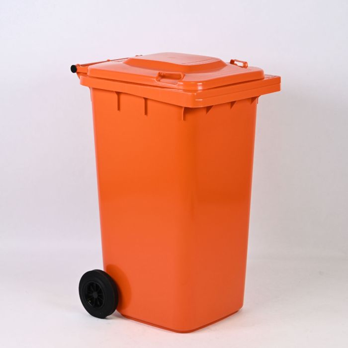Afvalcontainer 240 liter, oranje met deksel