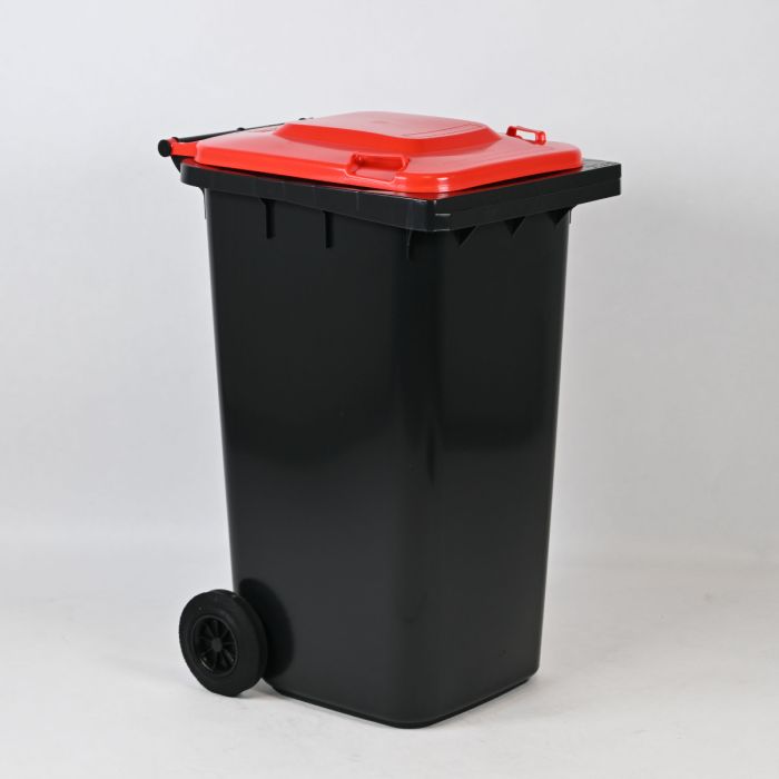 240 liter container, grijs met rood deksel