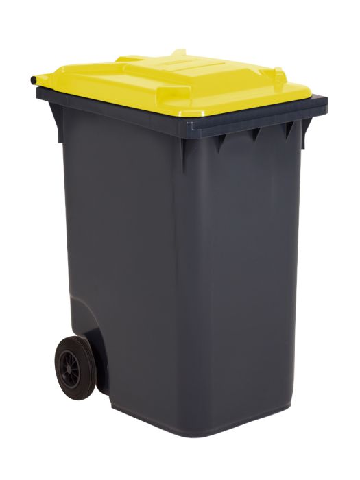 360 liter container, grijs met geel deksel