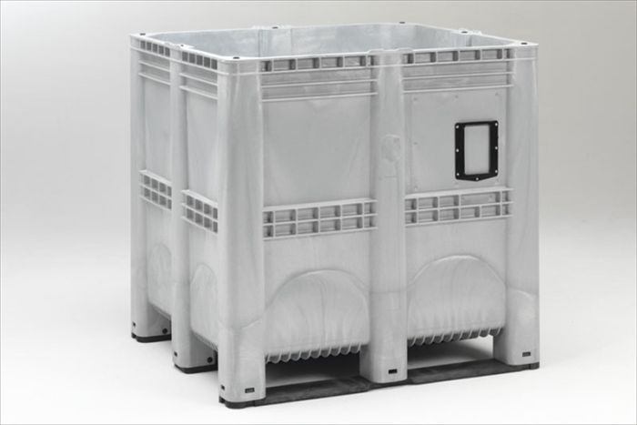 Jumbo pallet box 1400L, 1300x1150x1250 mm on 3 skids MARBLE