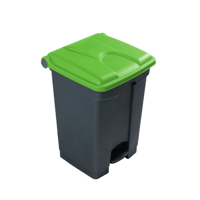 Kunststof afvalbak met pedaal 410x400x600 mm, 45 liter, grijs/groen
