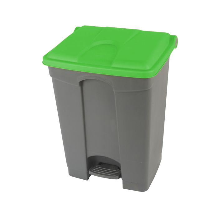 Poubelle professionnelle plastique à pédale 70L grise / verte
